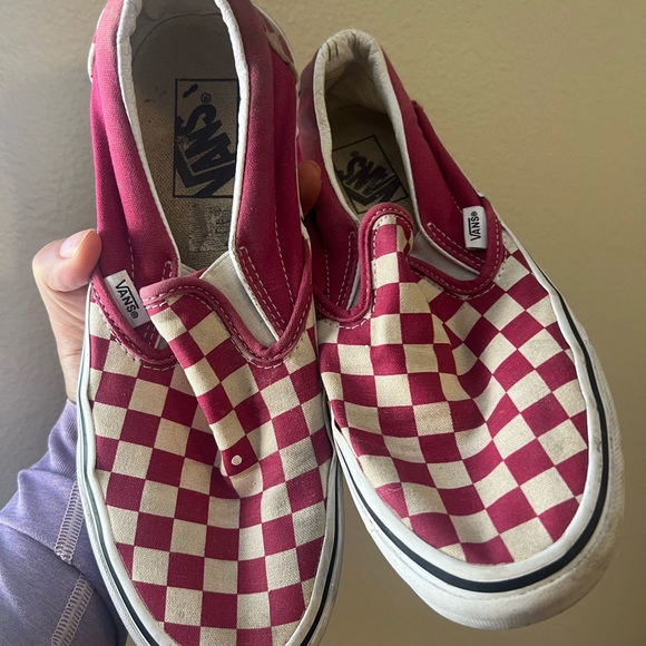 Vans Kids Red and White Checkered Slip-On Sneakers - Picture 4 of 5